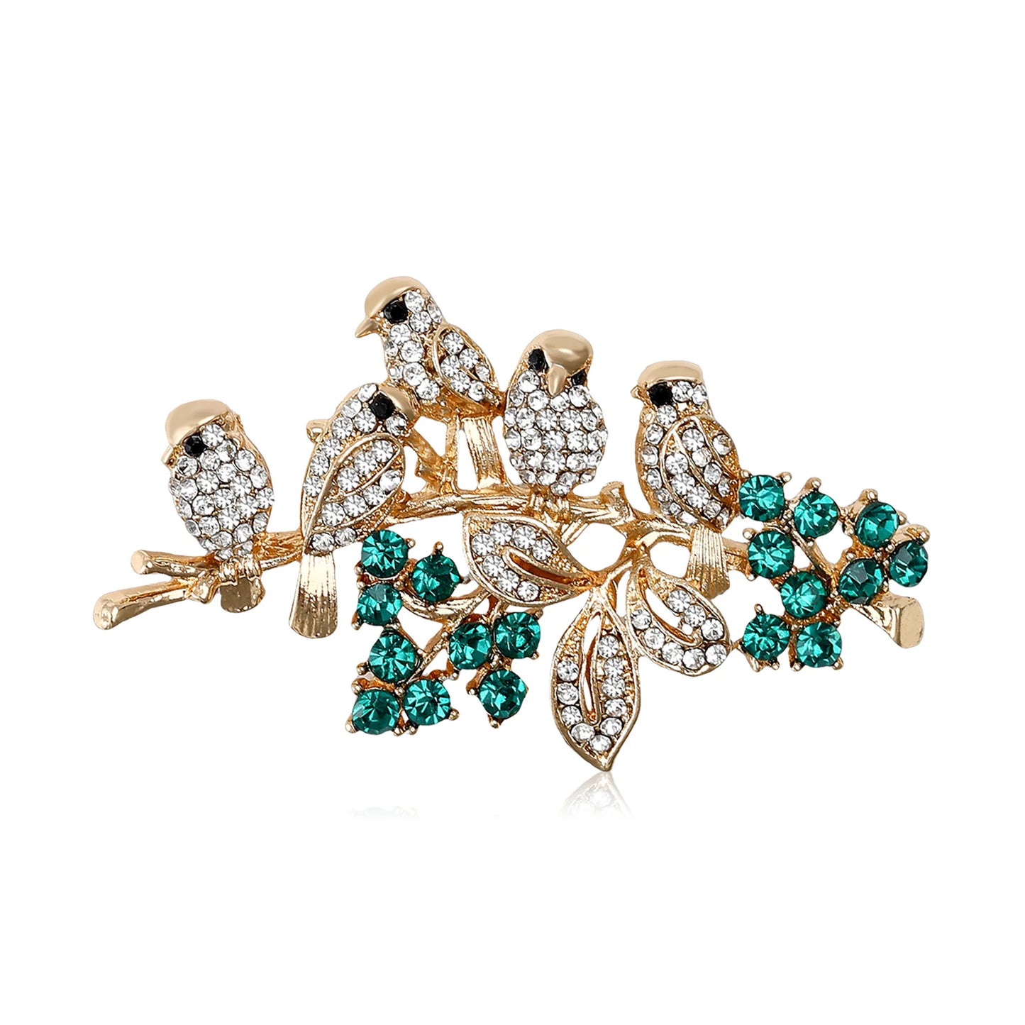 Beaut&Berry Luxury Rhinestone Bird Brooches for Women Unisex Animal Pins Friends Party Gifts Banquet Jewellery Accessories