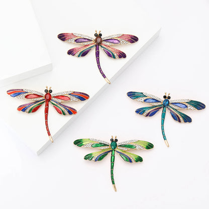 Beaut&Berry Enamel Rhinestone Dragonfly Brooches for Women Unisex Insect Pins Casual Party Accessories Gifts Friends Decoration