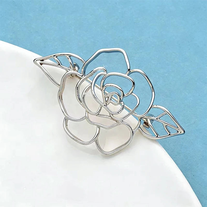 Wuli&baby Lovely Rose-flower Brooches For Women Unisex 2-color Easy-match Plants Flowers Party Casual Brooch Pins Gifts