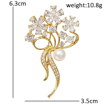 Wuli&baby Crystal Bouquet Flowers Brooches Pins For Women Lady Charming Plants Office Party Brooch Pin Fashion Jewelry Gifts
