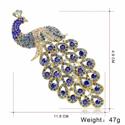 Hotsale Beautiful Sapphire Blue Crystal Rhinestone Peacock Brooch Jewelry Pin Accessories Animal Brooch