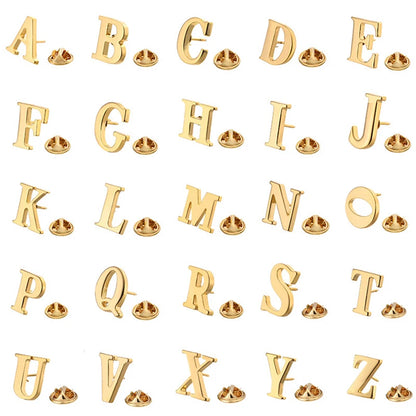 High Quality Classic Style Gold Letter A-Z Metal Brooch Women Men's Lapel Pin Women's Hat Scarf Backpack Badge Jewellery