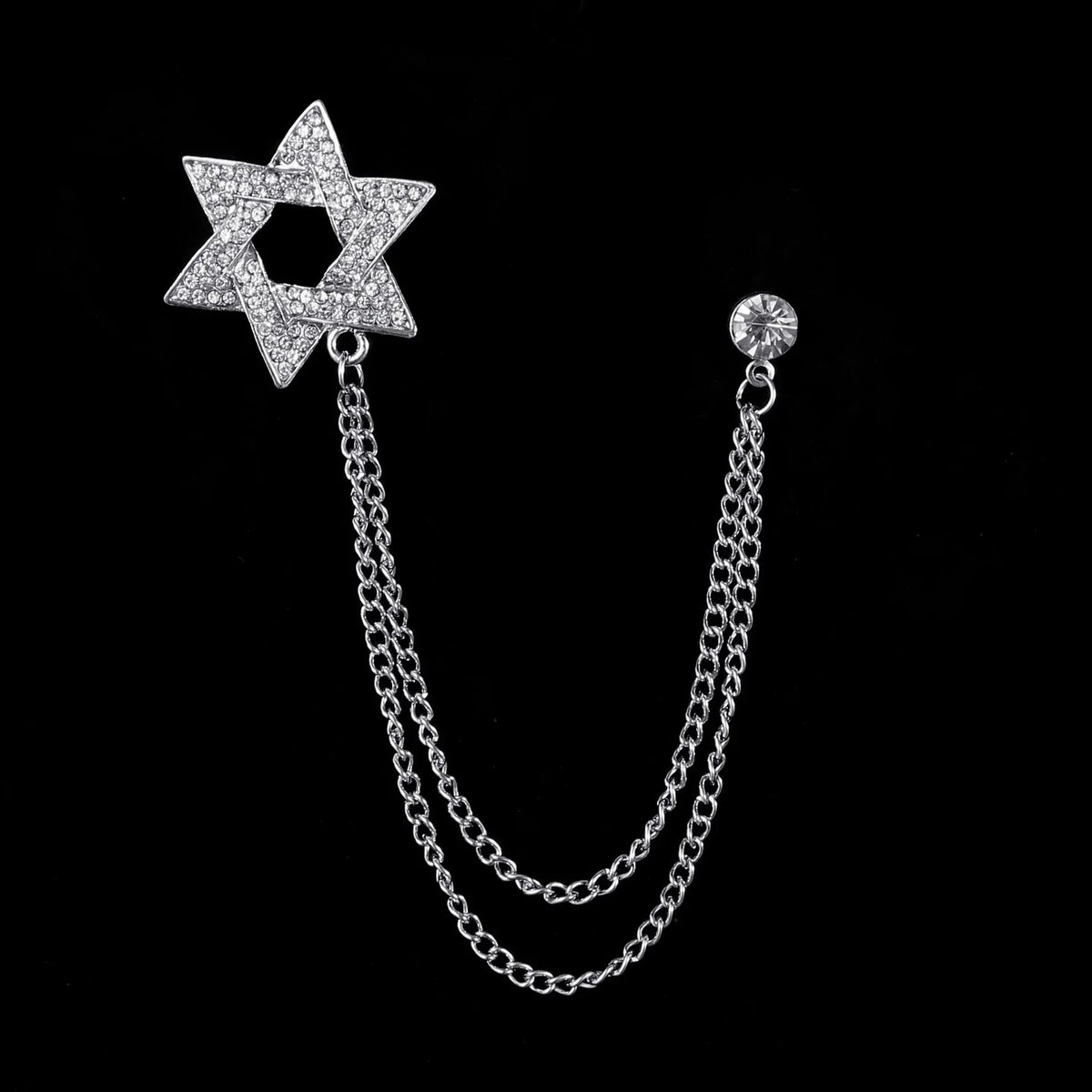 Retro Fashion Crystal Glasses Brooch Tassel Chain Snake Eagle Animal Lapel Pin Men Suit Shirt Collar Badge Jewelry Accessories