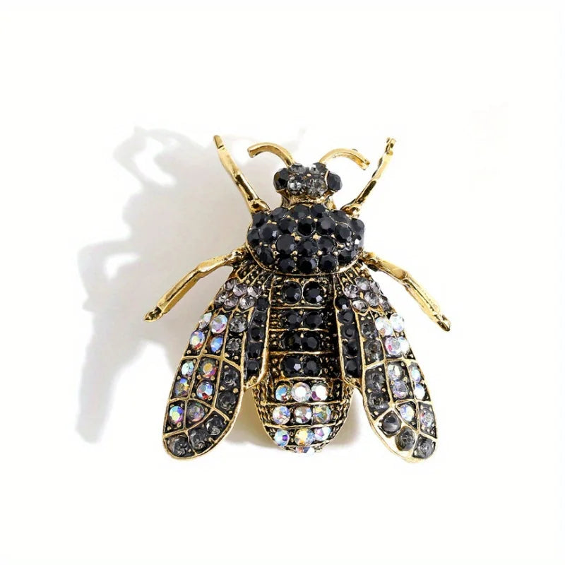 SKEDS Luxury Exaggerated Vintage Women Girls Crystal Bee Brooch Pin Fashion Elegant Lady Exquisite Insect Rhinestone Badges