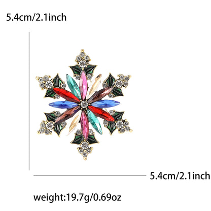 Christmas Rhinestone Snowflake Brooches for Women Unisex Pearl Ice Crystal Pins Office Party Friend Gifts Jewelry Accessories
