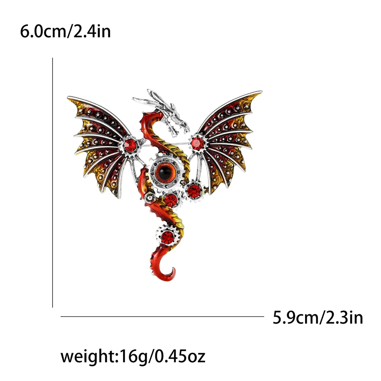 Enamel Mechanical Dragon Pins for Women Unisex Rhinestone Dragons Brooches Event Party Backpack Decoration Clothes Accessories