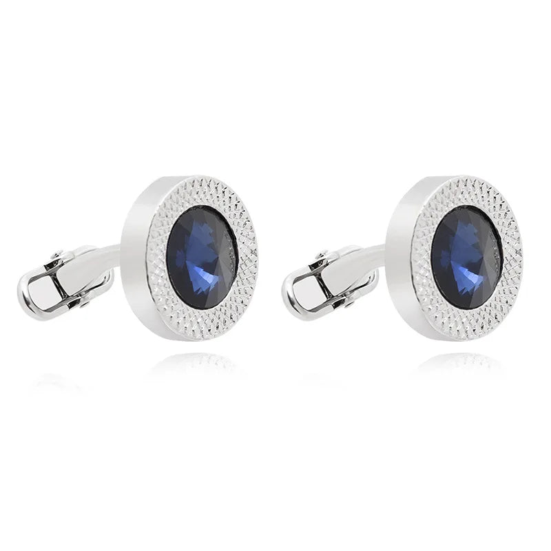 Hot Sale Cufflinks For Men Blue Diamond Cufflink Luxury Brand Buttons French Shirts Wedding Party Accessories Man Jewelry Gifts