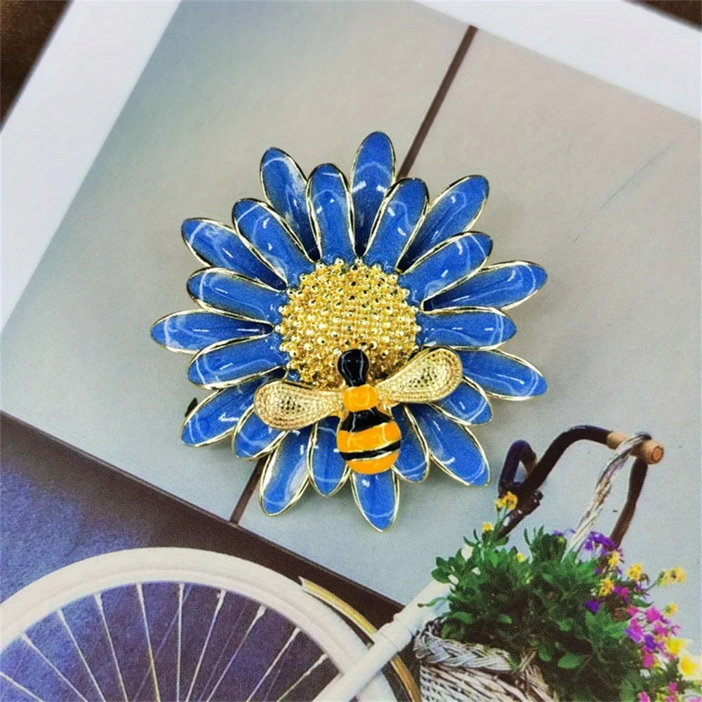 SHMIK High-end Women Girls Fashion Elegant Crystal Daisy Brooch Badges Fashion Exquistie Lady Wedding Party Pin Jewelry Buckles