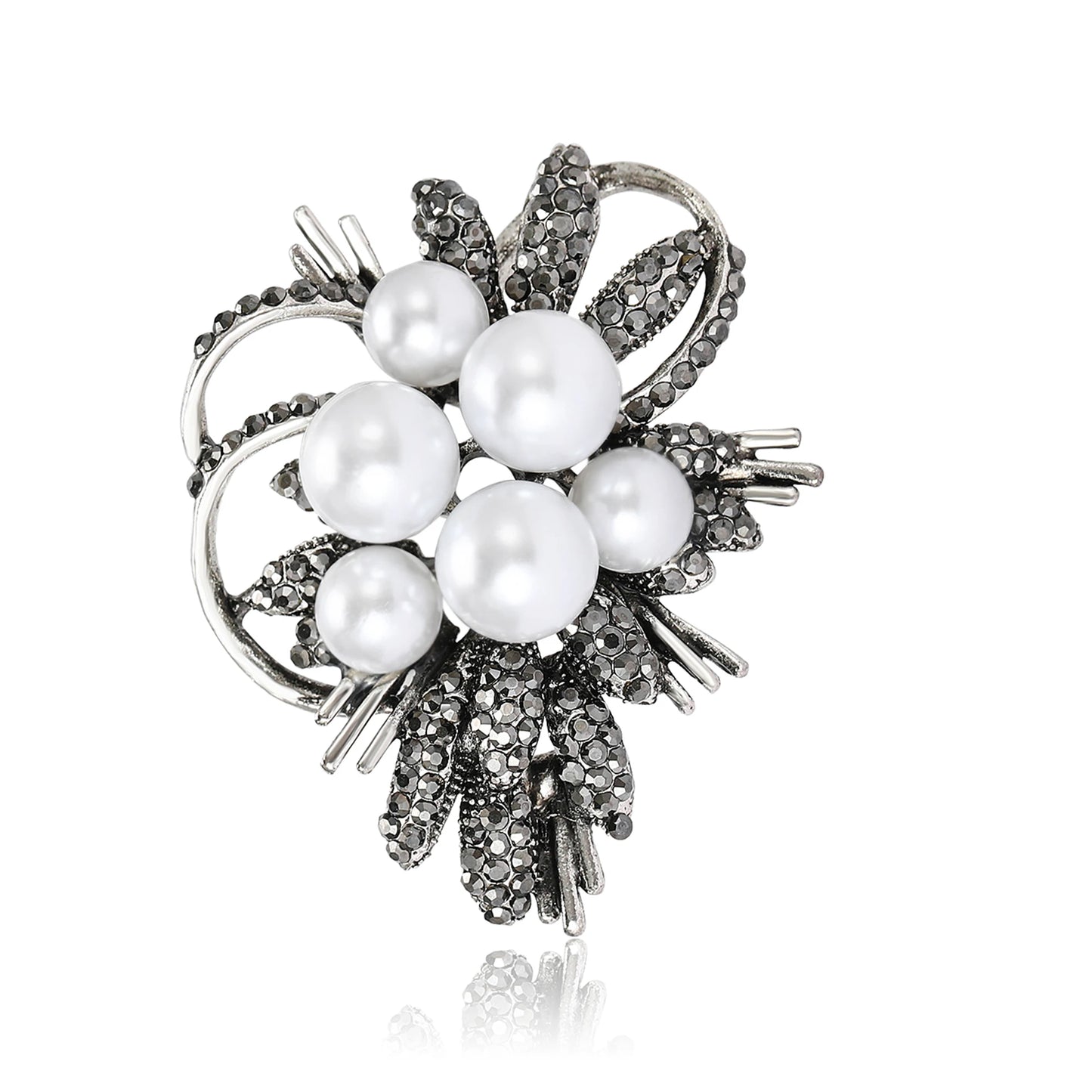 Beaut&Berry Trendy Luxury Pearl Bouquet Brooches for Women Unisex Plant Pins Friends Party Gifts Banquet Jewellery Accessories