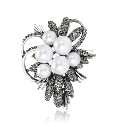 Beaut&Berry Trendy Luxury Pearl Bouquet Brooches for Women Unisex Plant Pins Friends Party Gifts Banquet Jewellery Accessories