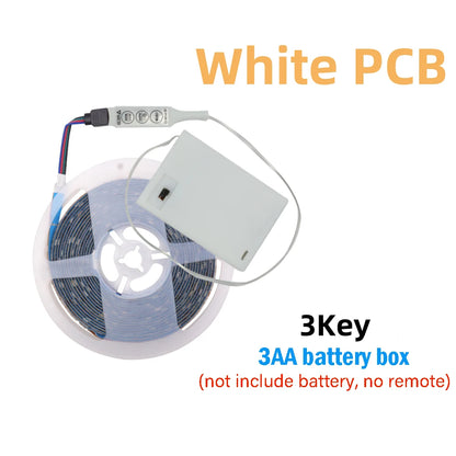 3AA Battery Power RGB Led Strip Light 5V 5050 with 3/17/24Key Remote Control Flexible Tape Waterproof Led Light TV Backlight