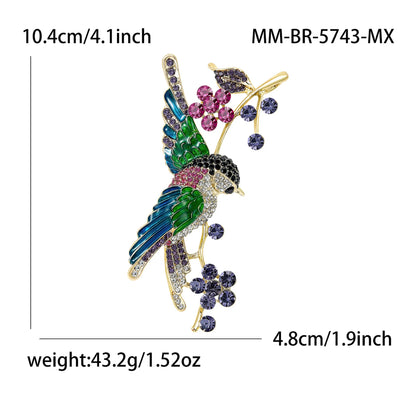 Beaut&Berry Trendy Rhinestone Bird Brooches for Women Unisex Animal Pins Casual Party Jewelry Accessories Gifts Decoration