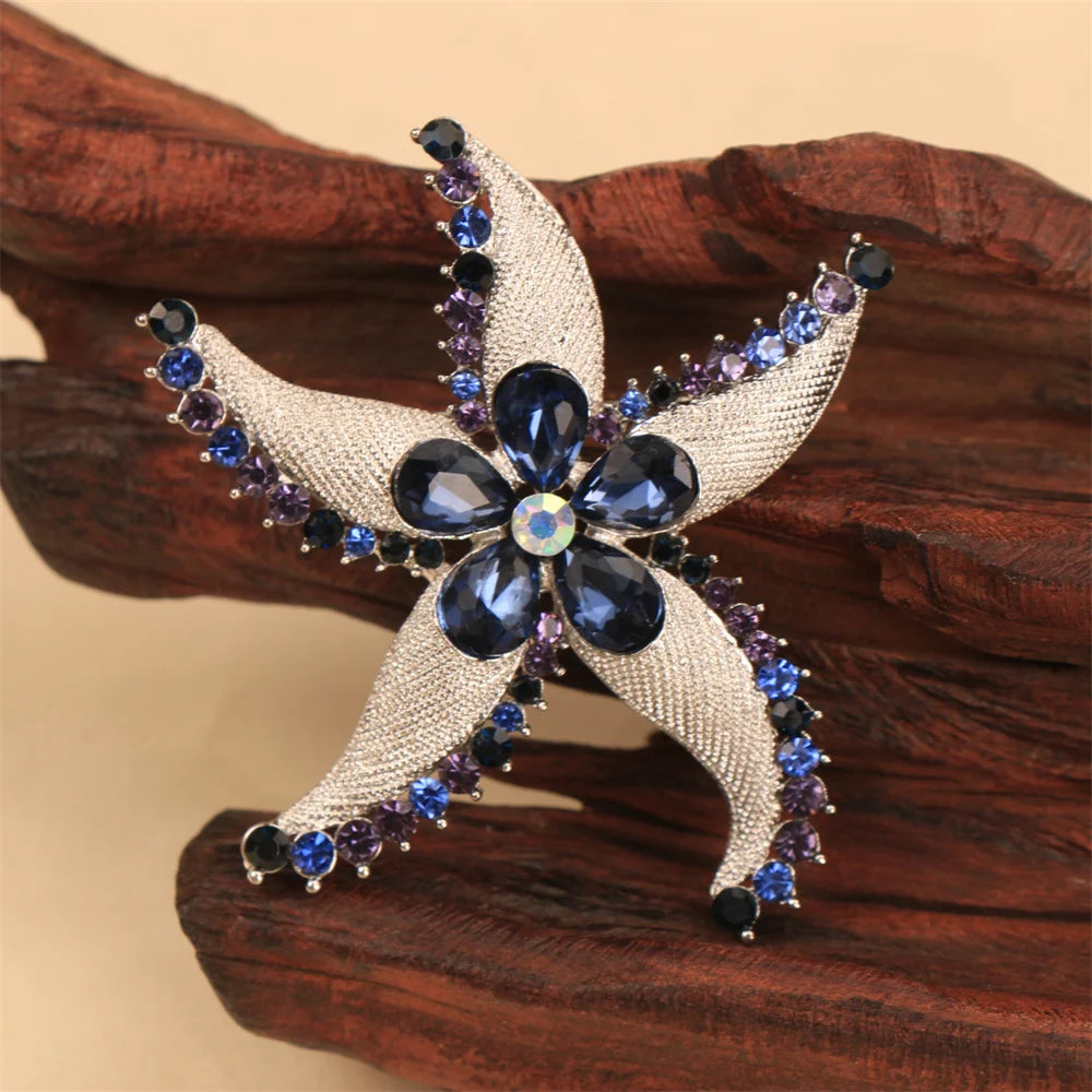 Baroque Luxury Beautiful Starfish Design Brooch for Men and Women, Jewelry Accessories, Wedding Holiday Party Gift