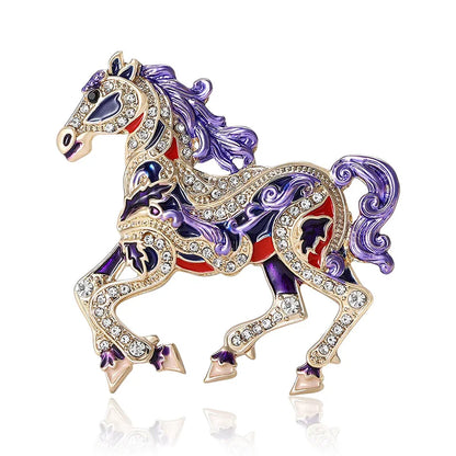 Jardme Exquisite Horse Brooches for Women Luxury Rhinestone Zodiac Animal Pins New Year Party Gifts 2026