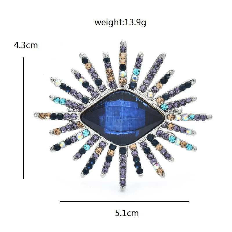 Wuli&baby Sparkling Eye Brooches For Women Unisex 2-color Crystal Beautiful Geometric Party Office Brooch Pins Gifts