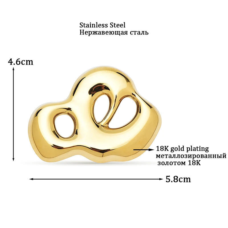 Wuli&baby Stainless Steel Art Cloud Brooches For Women Unisex 2-color Easy-match Geometric Office Casual Clothes Brooch Pins