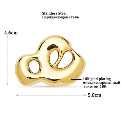 Wuli&baby Stainless Steel Art Cloud Brooches For Women Unisex 2-color Easy-match Geometric Office Casual Clothes Brooch Pins