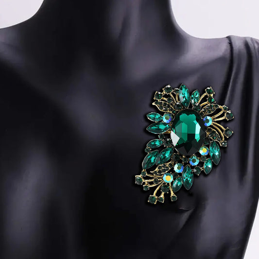 Beaut&Berry Luxury Crystal Glass Brooches for Women Rhinestone Flower Pins Friends Party Gifts Banquet Jewellery Accessories