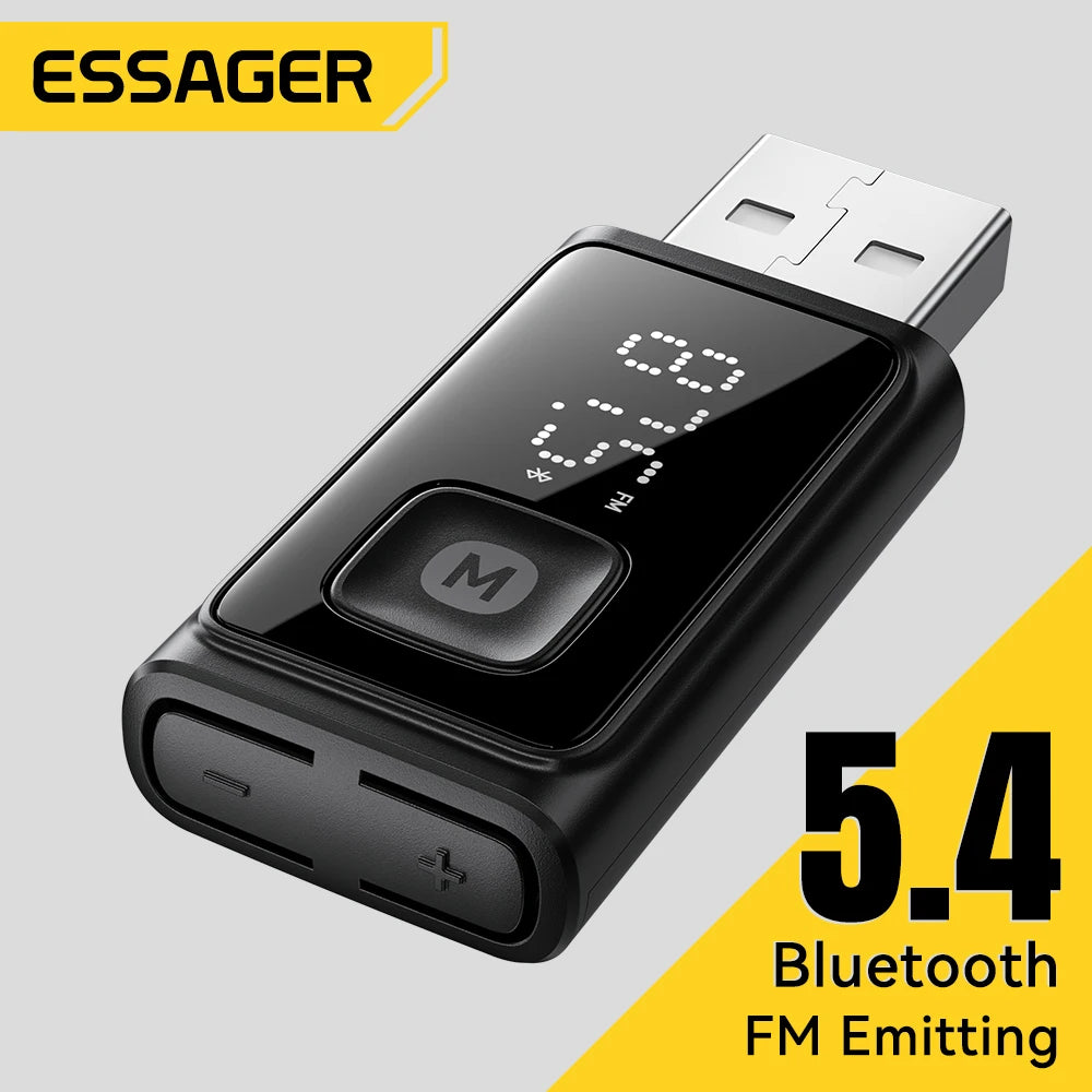 Essager Wireless Bluetooth 5.4 Car Adapter FM Transmitter Adapter Auto Connection Audio Receiver Auto Stereo Mic Car Adapter