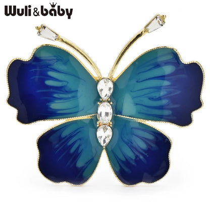 Wuli&baby Beautiful Enamel Butterfly Brooches For Women Unisex 2-color Insects Party Office Brooch Pins Gifts
