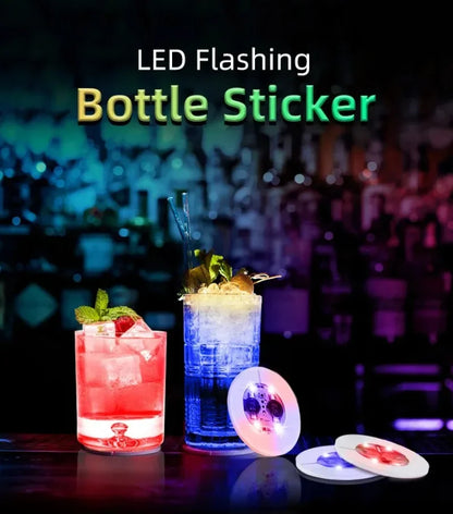 50/1x LED Coaster Sticker Luminous Drinking Glass Cup Pads Lamp Colorful Glowing Wine Bottle Mats Cushion Bars Party Decor Light