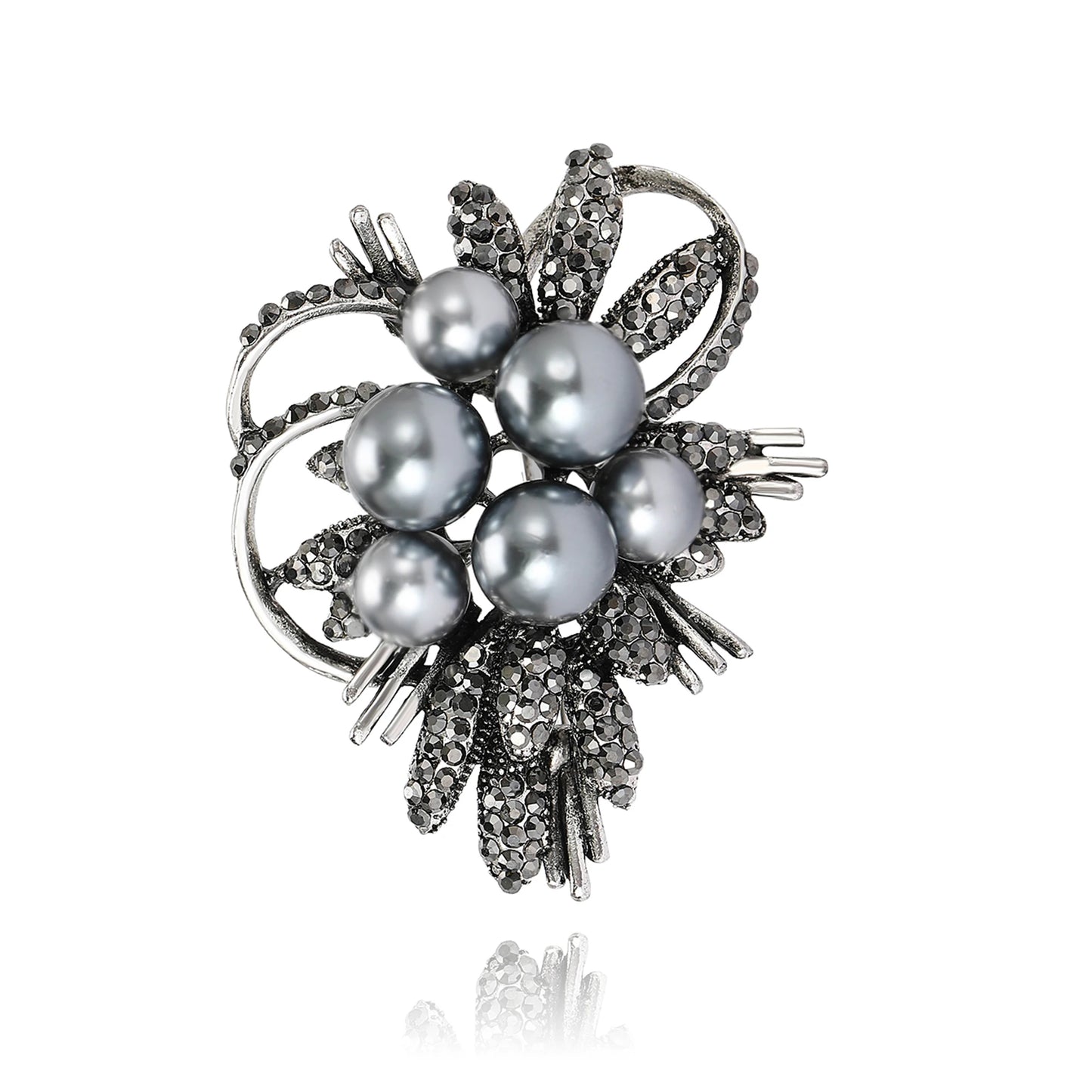 Beaut&Berry Trendy Luxury Pearl Bouquet Brooches for Women Unisex Plant Pins Friends Party Gifts Banquet Jewellery Accessories