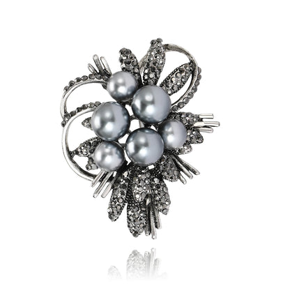 Beaut&Berry Trendy Luxury Pearl Bouquet Brooches for Women Unisex Plant Pins Friends Party Gifts Banquet Jewellery Accessories