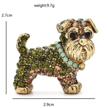 Wuli&baby Vintage Schnauzer Dog Brooches For Women Men Lovely Rhinestone Puppy Animal Party Casual Brooch Pins Gifts