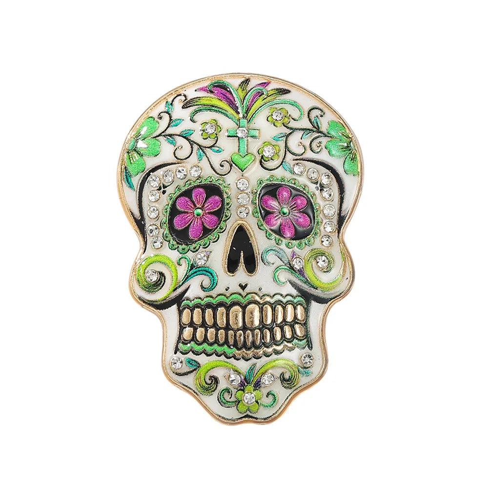 Halloween Sugar Skull Enamel Brooch Gothic Skeleton Pin Pumpkin Ghost Cat Badge for Coat Bag Day of The Dead Jewelry Party Gift