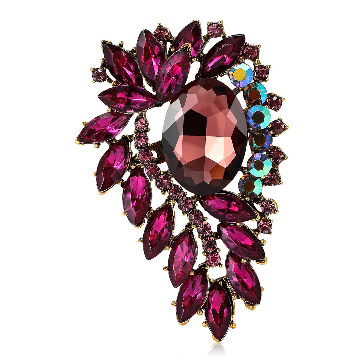 Beaut&Berry Vintage Crystal Glass Brooches for Women Unisex Court Pins Friends Party Gifts Banquet Jewellery Accessories