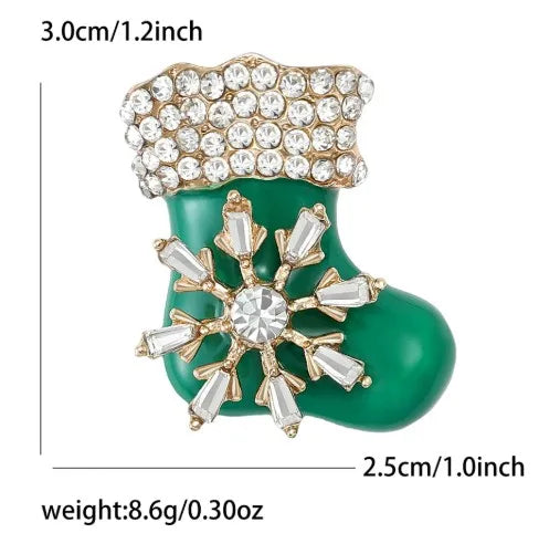 Green Rhinestone Christmas Tree Brooches Pins For Women Man Unisex Crystal Jewelry Gifts Clothes Accessories