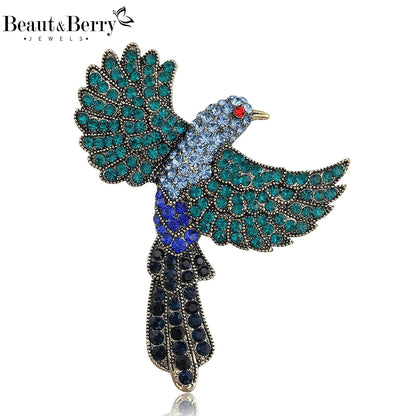 Beaut&Berry Classic Rhinestone Bird Brooches for Women Unisex Animal Pins Casual Party Jewelry Accessories Gifts Decoration