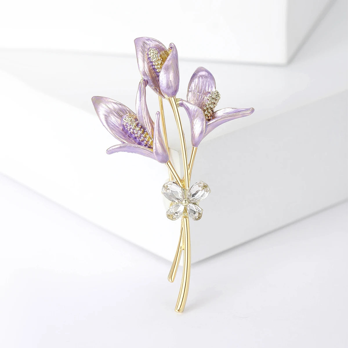 Luxury Pearl Enamel Flower Brooches for Women 4-color Botanical Pins Elegant Casual Accessories Perfect Gifts