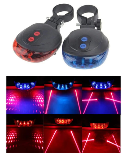 Bicycle Bike LED Lights Waterproof Cycling Taillight Safety Warning Taillight MTB Bike Rear Tail Lights 2 Lasers 5 LED