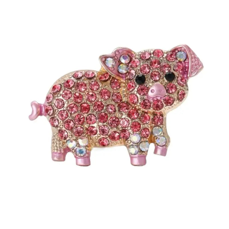 Adorable Flash Pink Zircon Pig Brooch Unique Animal Pin for Ladies Girls Wedding Party Daily Wear Accessories Gift