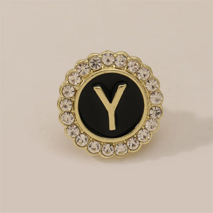 26 English Initials A-Z Brooches Classic Full Around Crystal Golden Alphabet Pins For Women Men Girls Clothes Bag Jewelry Gift