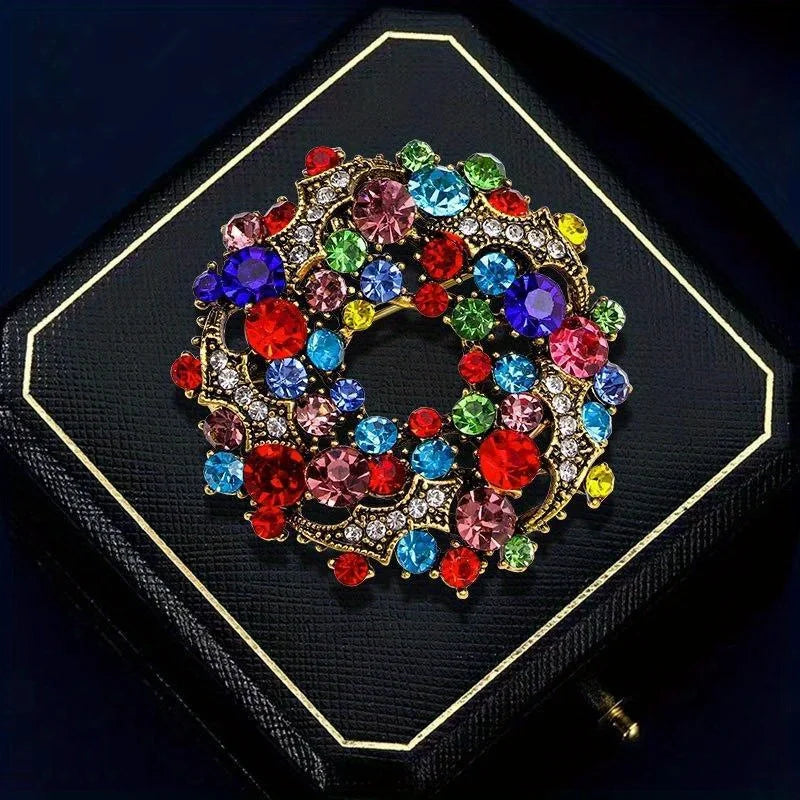 SKEDS High-end Women  Exquisite Crystal Flower Badges Pin Fashion Creative Luxury Rhinestone Shining Brooch Corsages