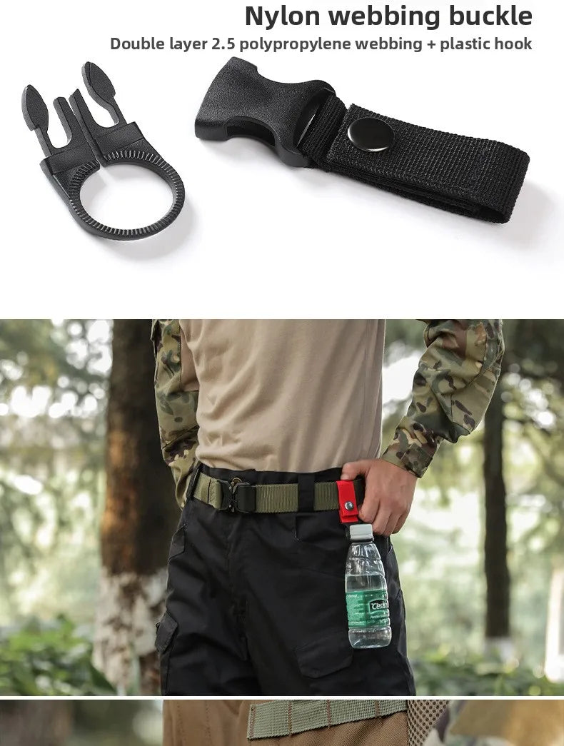 Webbing Water Bottle Holder Climbing Carabiner Belt Backpack Hanger Hooks Clip Multifunction Water Bottle Nylon Buckle Hook Clip