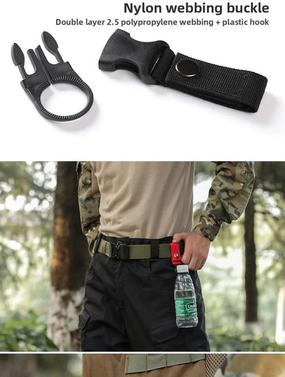 Webbing Water Bottle Holder Climbing Carabiner Belt Backpack Hanger Hooks Clip Multifunction Water Bottle Nylon Buckle Hook Clip