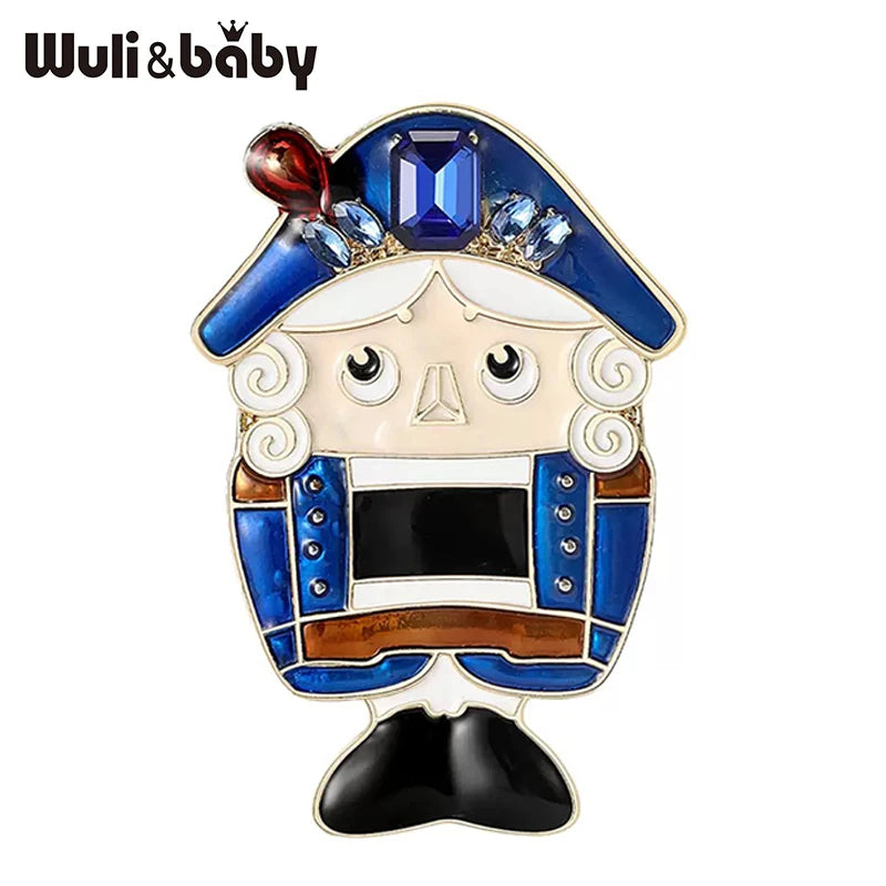 Wuli&baby Cute Enamel Nutcracker Brooches For Women Unisex 2-color Guard Soldier Figure Party Casual Brooch Pins Gifts