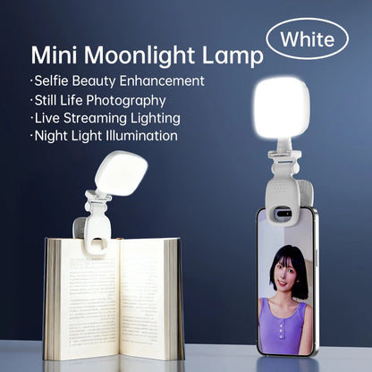 Portable Clip On Mini LED Selfie Fill Light Dimmable Beauty Lamp For Phone Shooting Night Photography Pocket Moonlight Light