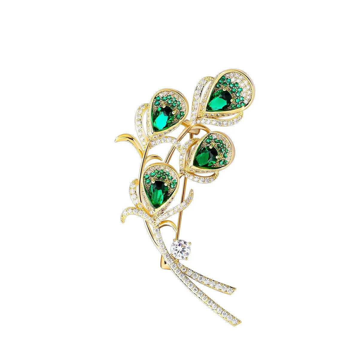 Women Girls Feather Rhinestone Brooches Jewelry Clothing Suit Pins Accessories