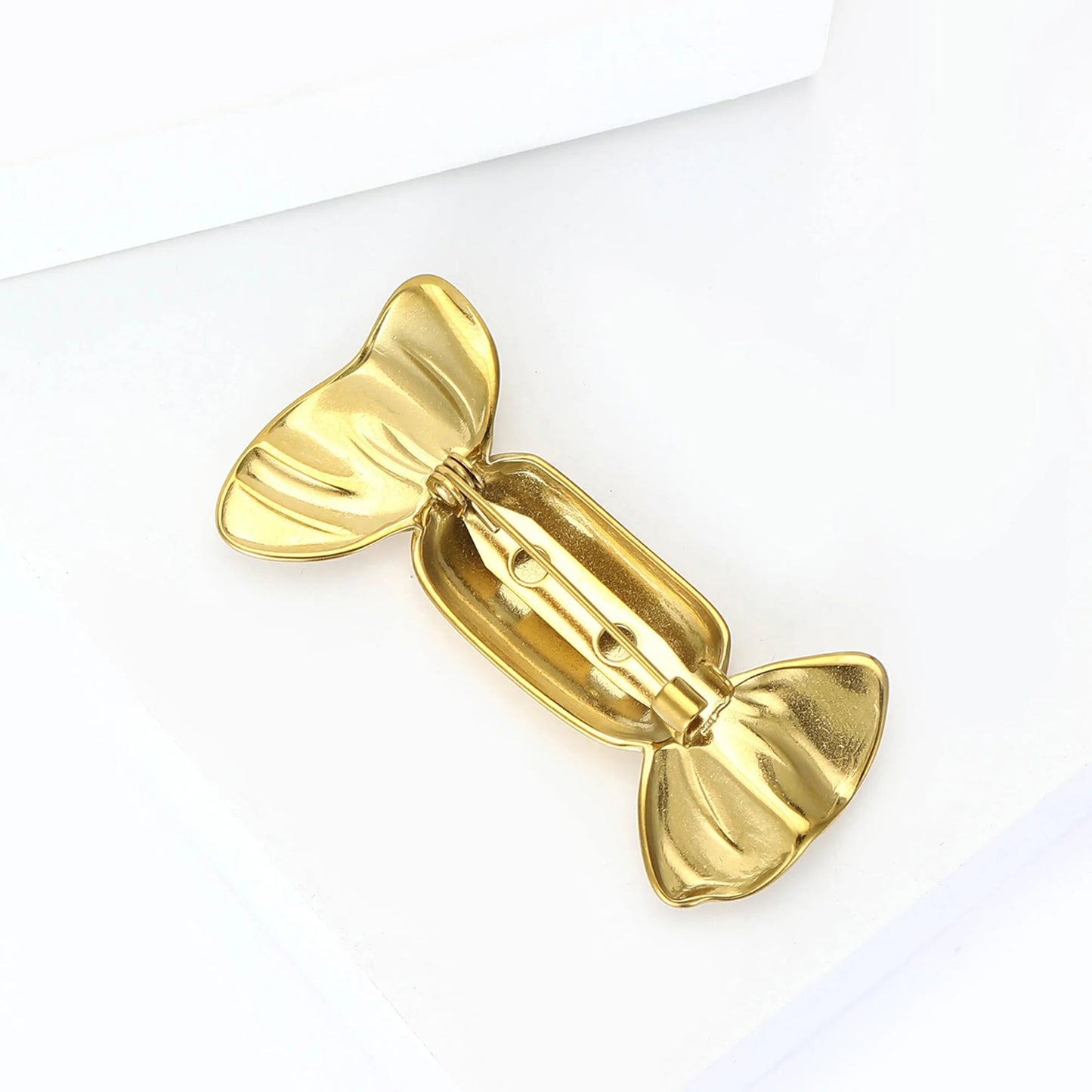 Beaut&Berry Trendy Glossy Stainless Steel Candy Brooches for Women Unisex Creative Pins Casual Party Jewelry Accessories Gifts