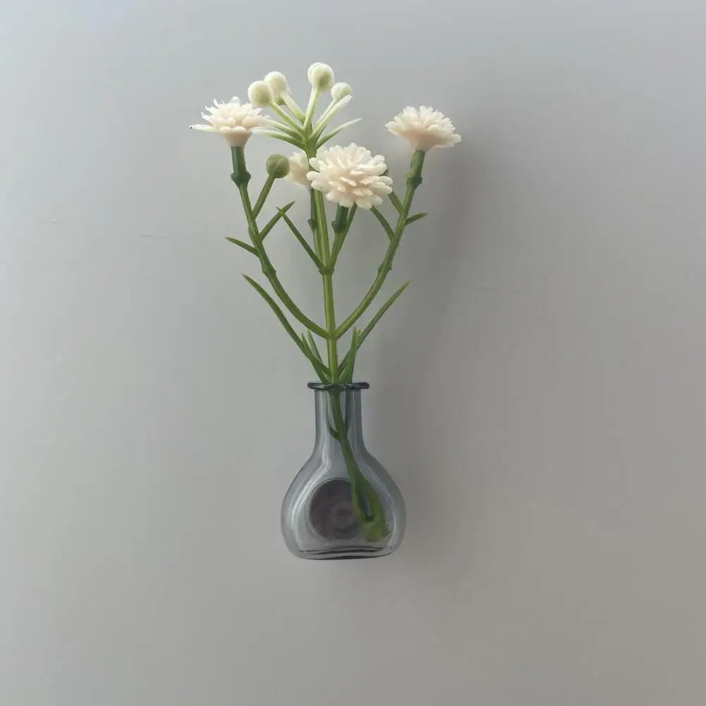 Mini Vase Magnets for Fridge Cute Tiny Magnetic Glass Vases Refrigerator Small Plant Pot for Locker Office Kitchen Decoration
