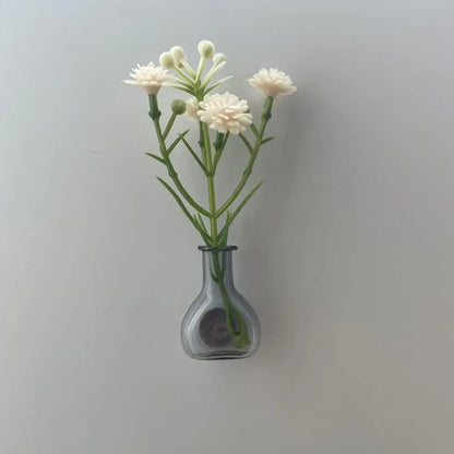 Mini Vase Magnets for Fridge Cute Tiny Magnetic Glass Vases Refrigerator Small Plant Pot for Locker Office Kitchen Decoration