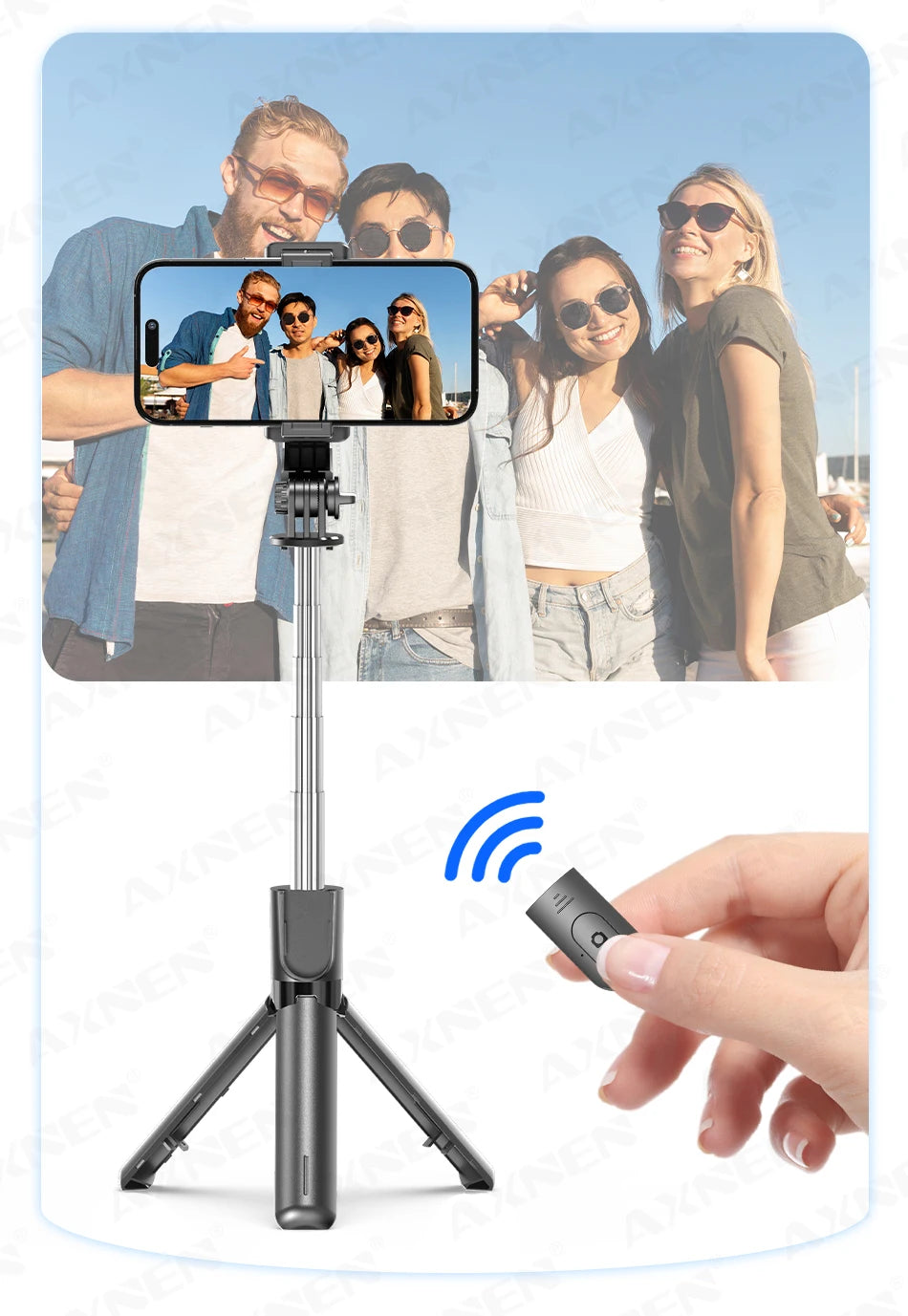 Bluetooth Selfie Stick Tripod Desktop Stand, Phone Holder, Wireless Remote Shutter, for iPhone Android, Option with Fill Light