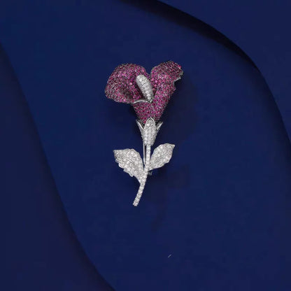 Micro Pave Flower Fashion Brooch Pins For Women Creative New Purple Luxury Handmade Brooches