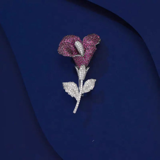 Micro Pave Flower Fashion Brooch Pins For Women Creative New Purple Luxury Handmade Brooches