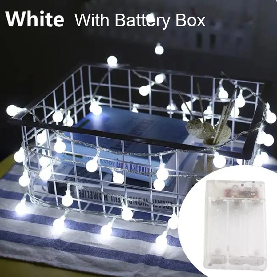 LED String Fairy Ball Lights USB/Battery Box Outdoor Ball Chain Lights Garland Lights Party Home Wedding Garden Christmas Decor