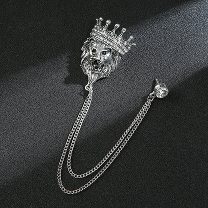 Crown Chain Brooch Vintage Tassel Crystal Brooch Temperament Rhinestone Lapel For Women Dress Mens Shirt Suit Set Collar Jewelry
